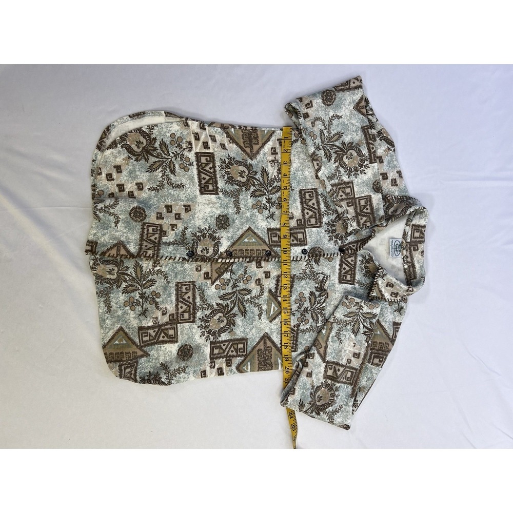 Vintage 90's‎ Laura Ashley Aztec Geo Floral Shirt Button Up Cottagecore Size M - Picture 11 of 15